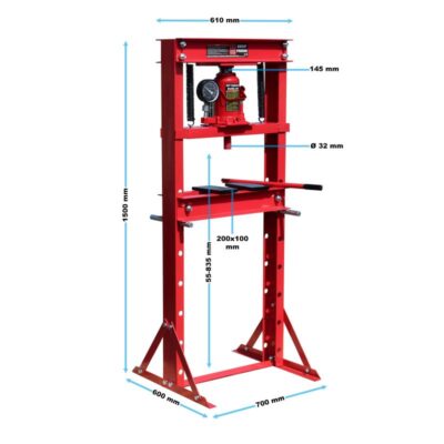 Prensa hidráulica 20 toneladas com manómetro CF Tools